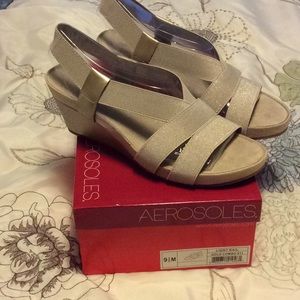 2” wedge gold sandals